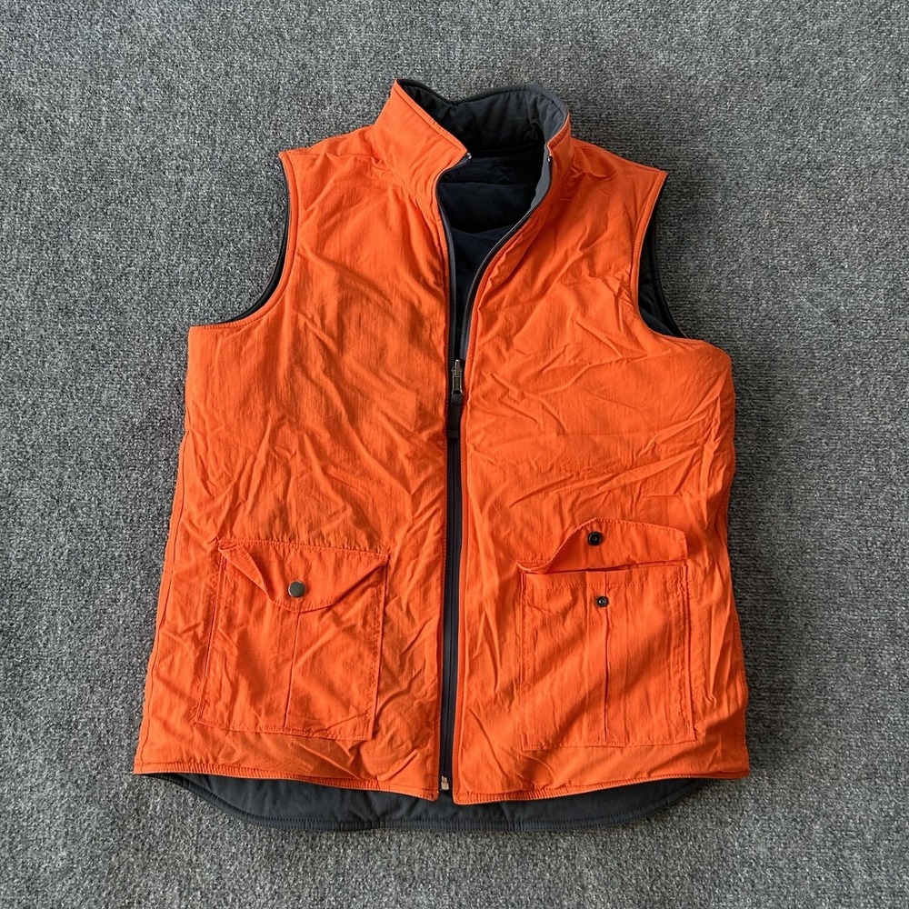 Duluth Trading Co Vest Mens‎ Medium Blaze Orange Gray Reversible Upland Hunting